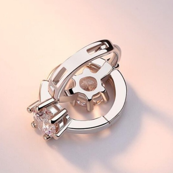 NEW 925 Sterling Silver Diamond Hoop Earrings - Picture 5 of 9